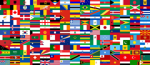 collectie van nationale vlaggen over de hele wereld