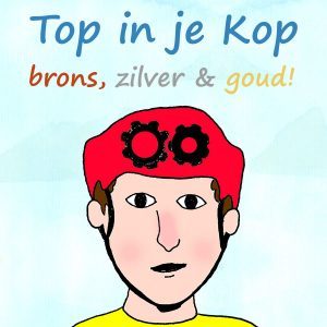 illustratie van een sporter met daarboven de tekst Top in je Kop, brons, zilver en goud