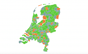 Kaart van Nederland met voortgang per regio